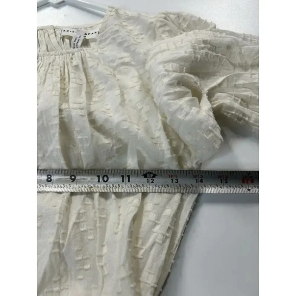 Apiece Apart Dress Womens 4 Sofie Cream Textured Midi Peasant Boho Lightweight - Picture 13 of 14